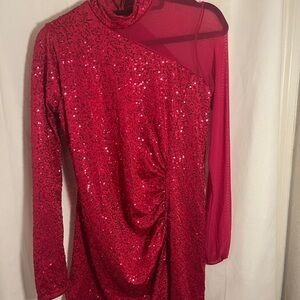 Weissman Vibrant Red Sequin Dress